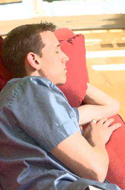asleep on couch