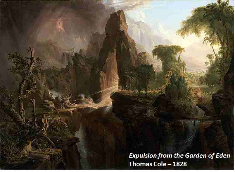 expulsion from the garden painting by thomas cole 1828