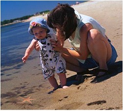 mom, child, and starfish